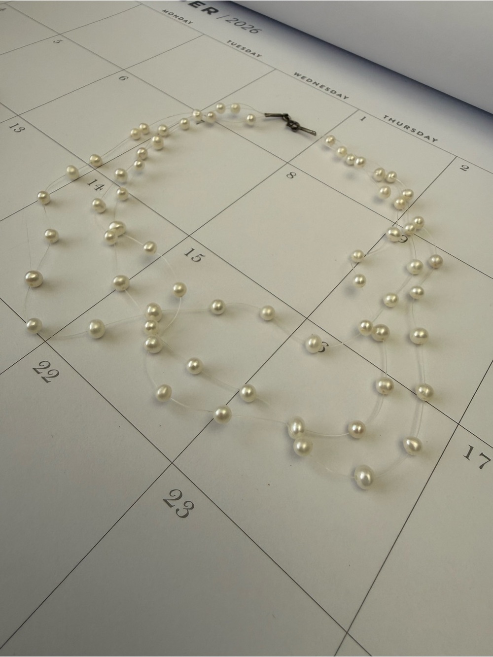 Delicate Floating Pearl Necklace - Ivory Beads